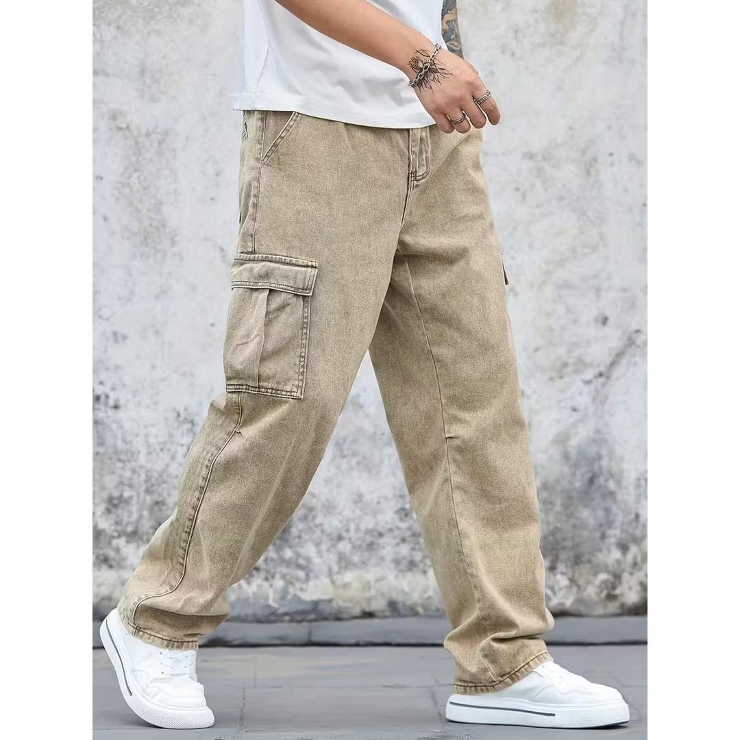 Men’s Cargo Jeans with Full Length Straight Shape