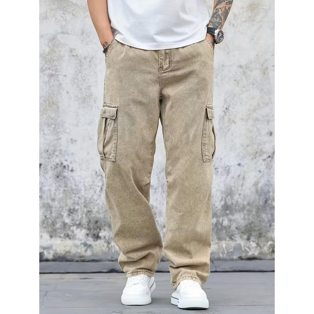 Men’s Cargo Jeans with Full Length Straight Shape