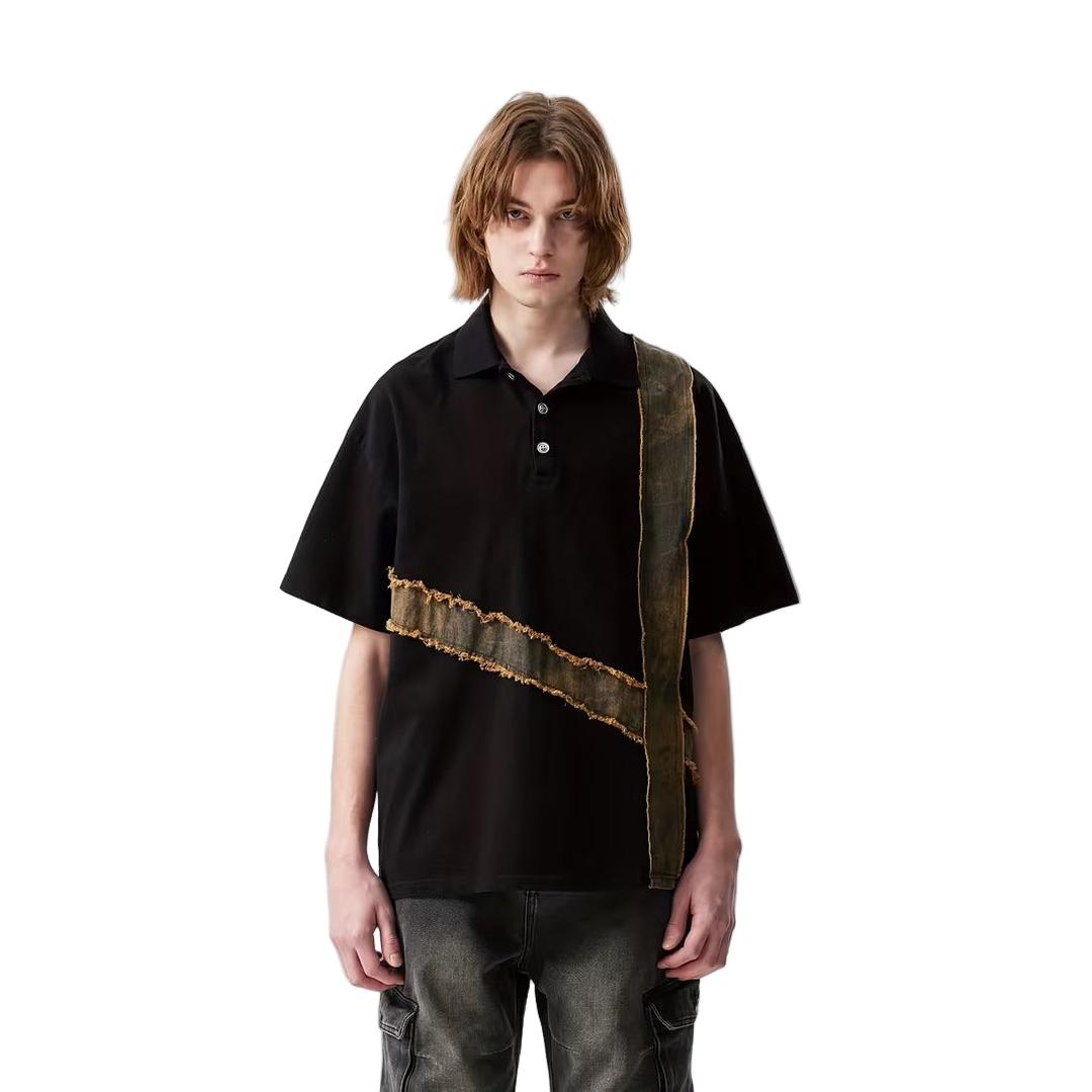 Men’s Casual Short Sleeve Shirt with Contrast Panels