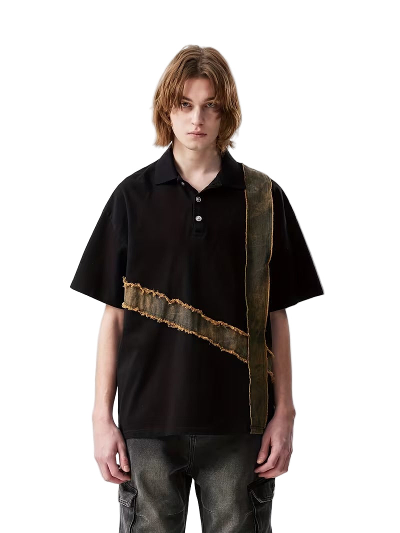 Men’s Casual Short Sleeve Shirt with Contrast Panels