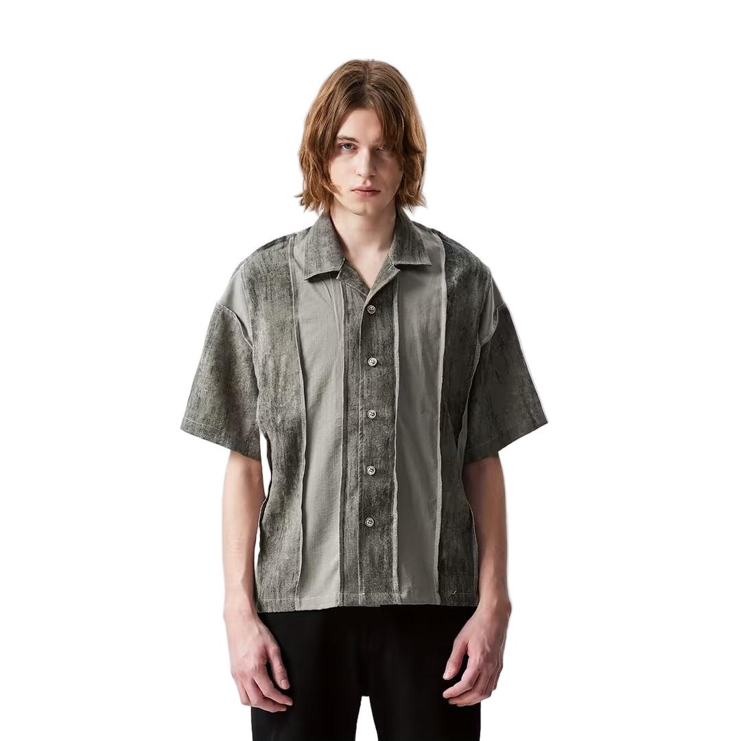 Men’s Casual Short Sleeve Shirt with Panelled Design