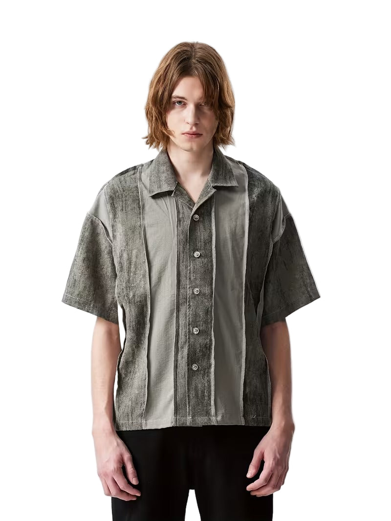 Men’s Casual Short Sleeve Shirt with Panelled Design