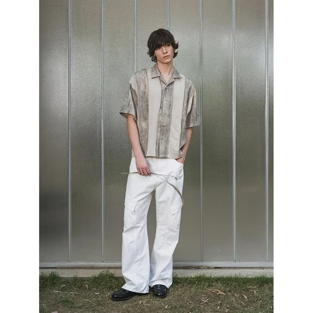 Men’s Casual Short Sleeve Shirt with Panelled Design