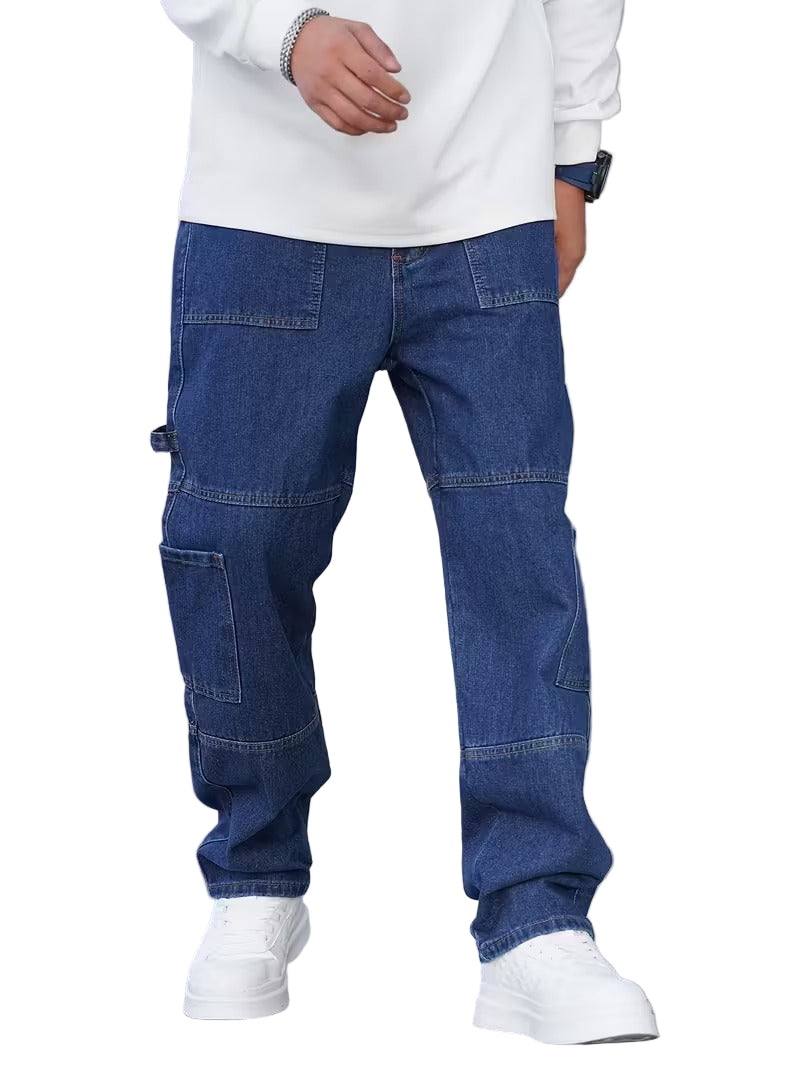 Men’s Full Length Cargo Jeans with Multi Panel Design