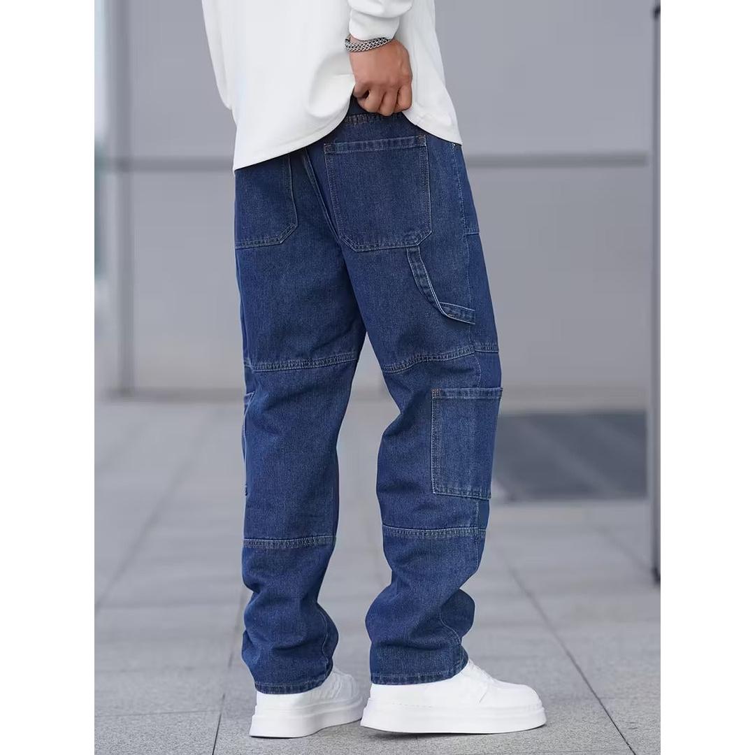 Men’s Full Length Cargo Jeans with Multi Panel Design