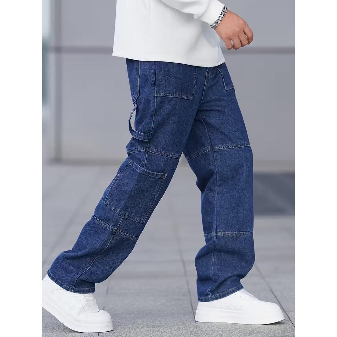 Men’s Full Length Cargo Jeans with Multi Panel Design