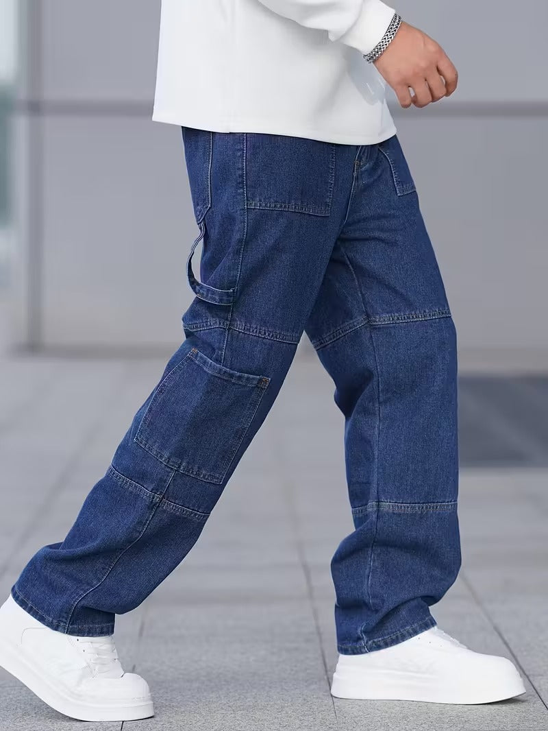 Men’s Full Length Cargo Jeans with Multi Panel Design
