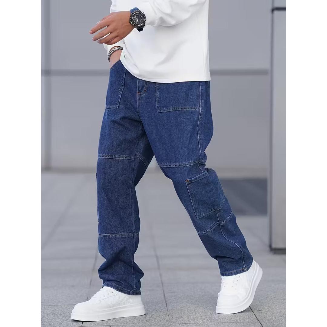 Men’s Full Length Cargo Jeans with Multi Panel Design