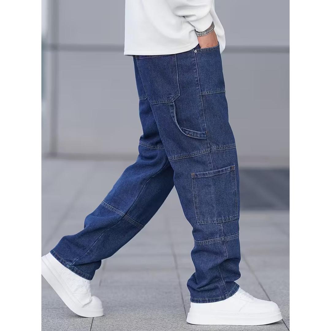 Men’s Full Length Cargo Jeans with Multi Panel Design