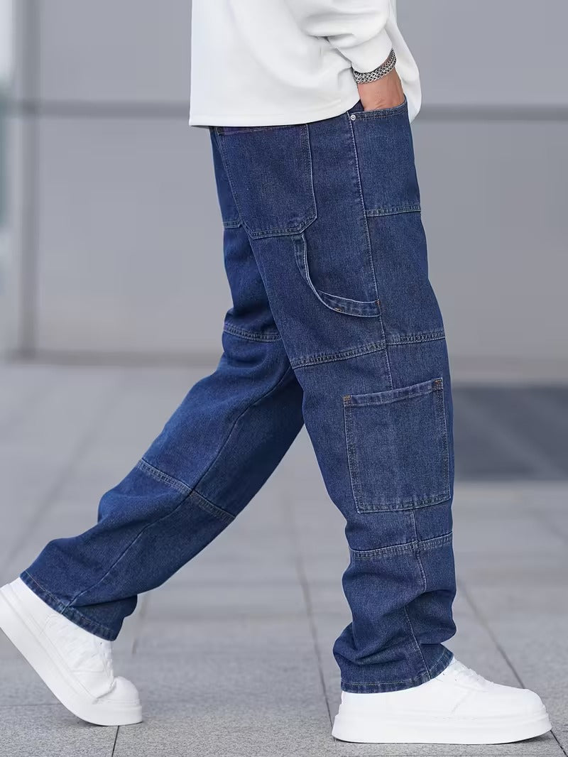 Men’s Full Length Cargo Jeans with Multi Panel Design