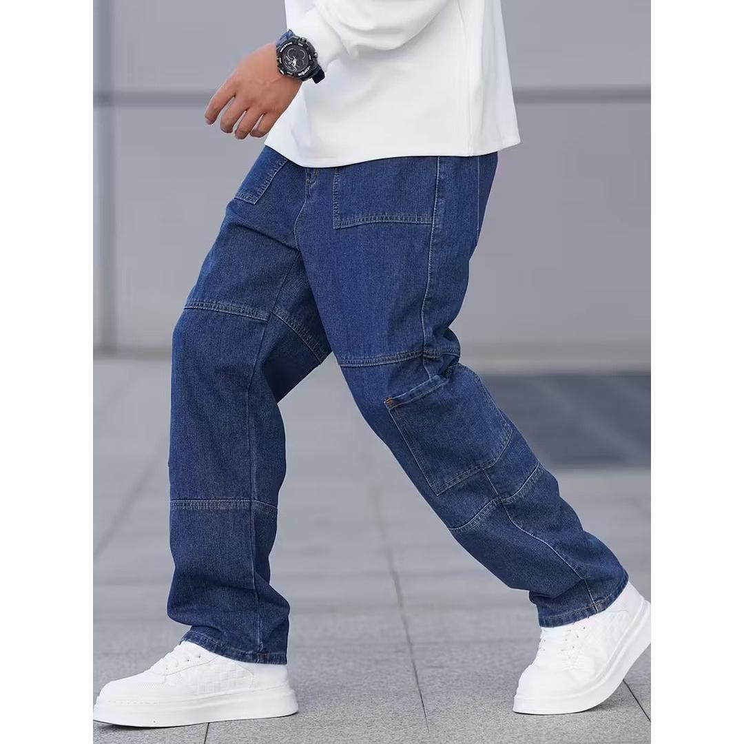 Men’s Full Length Cargo Jeans with Multi Panel Design