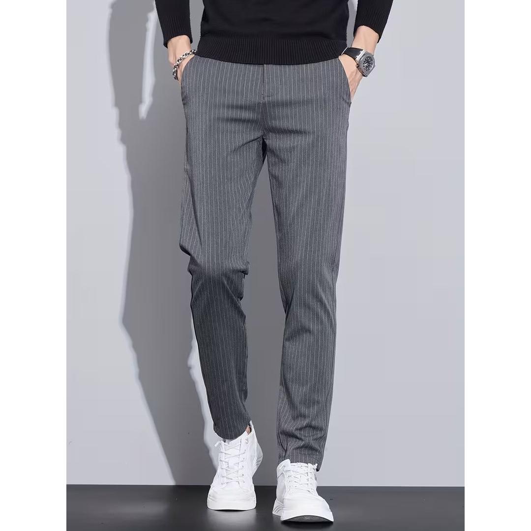 Men’s Full Length Pants with Vertical Pinstripe Pattern