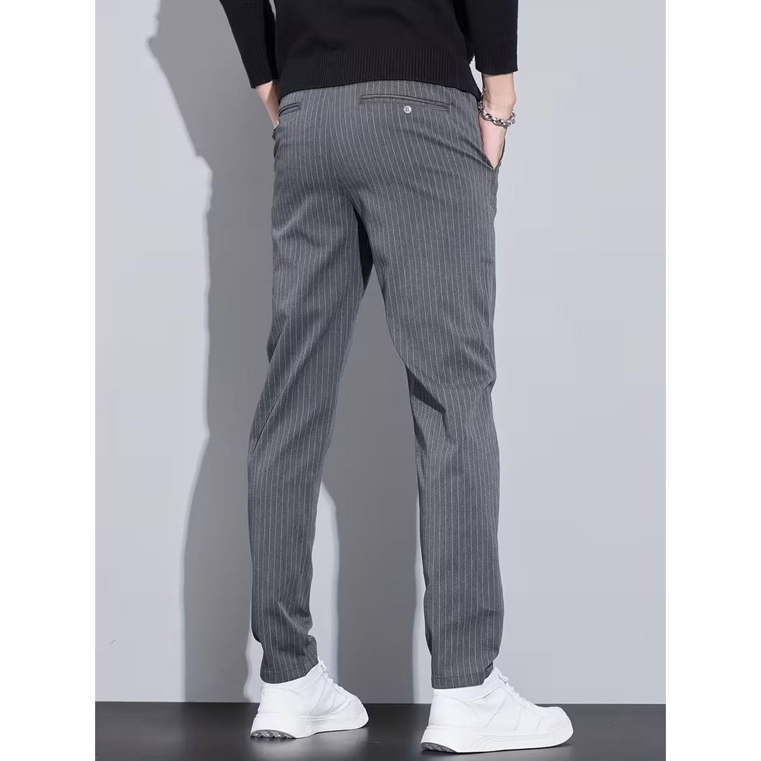 Men’s Full Length Pants with Vertical Pinstripe Pattern