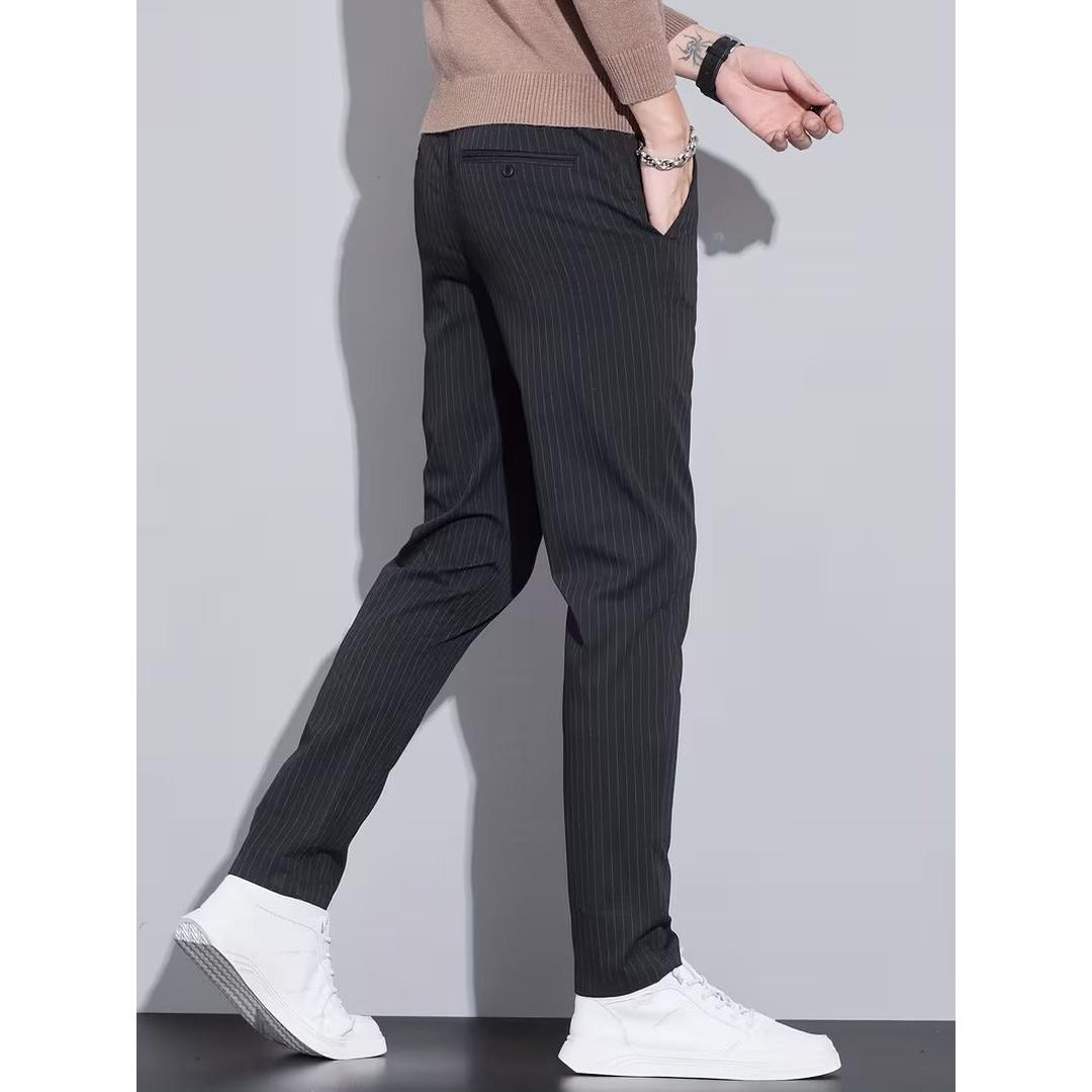 Men’s Full Length Pants with Vertical Pinstripe Pattern