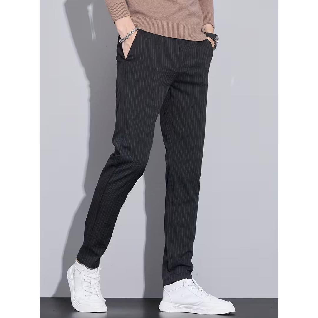 Men’s Full Length Pants with Vertical Pinstripe Pattern
