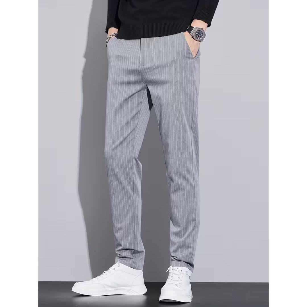 Men’s Full Length Pants with Vertical Pinstripe Pattern