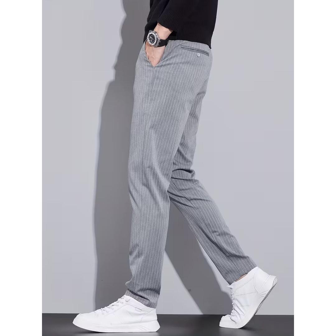Men’s Full Length Pants with Vertical Pinstripe Pattern