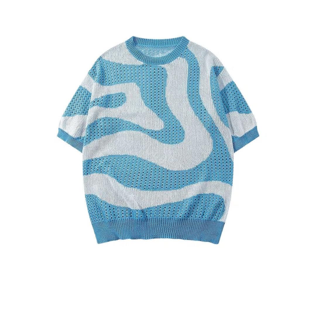 Men’s Short Sleeve Knit Shirt with Patterned Design