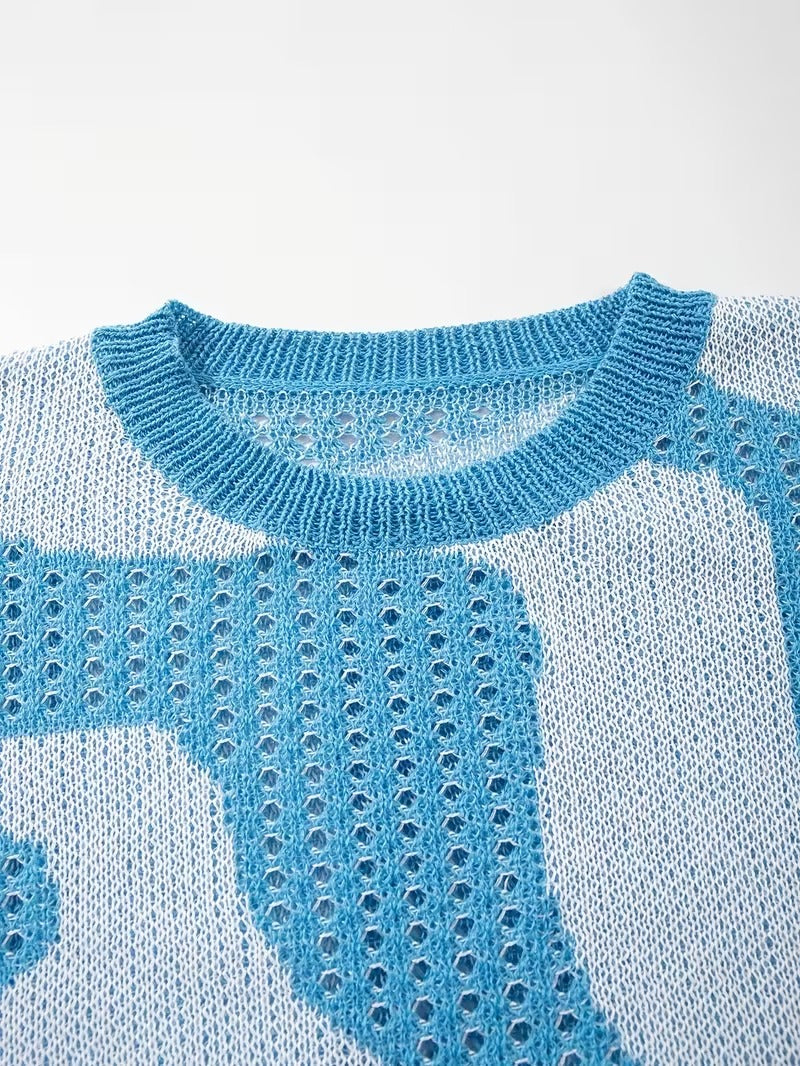 Men’s Short Sleeve Knit Shirt with Patterned Design