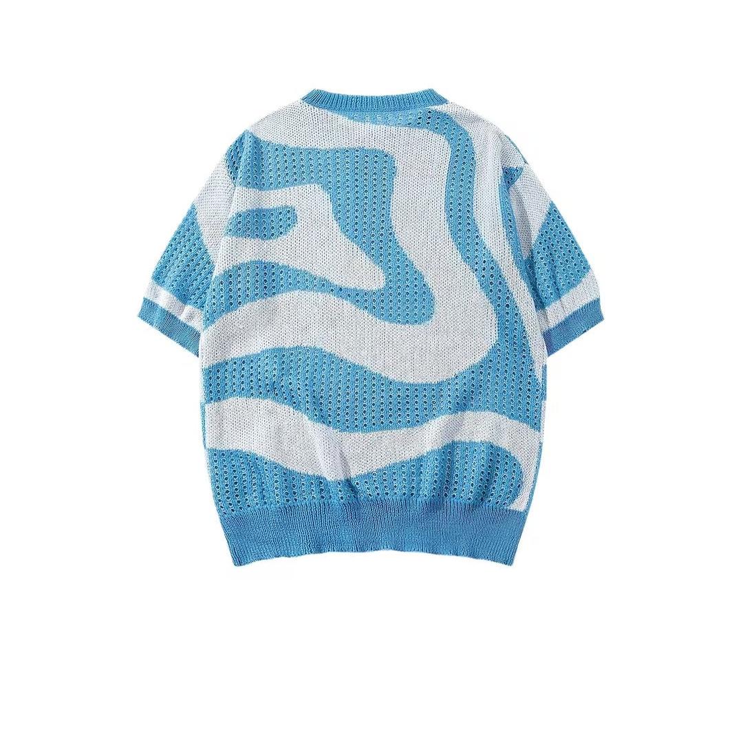 Men’s Short Sleeve Knit Shirt with Patterned Design