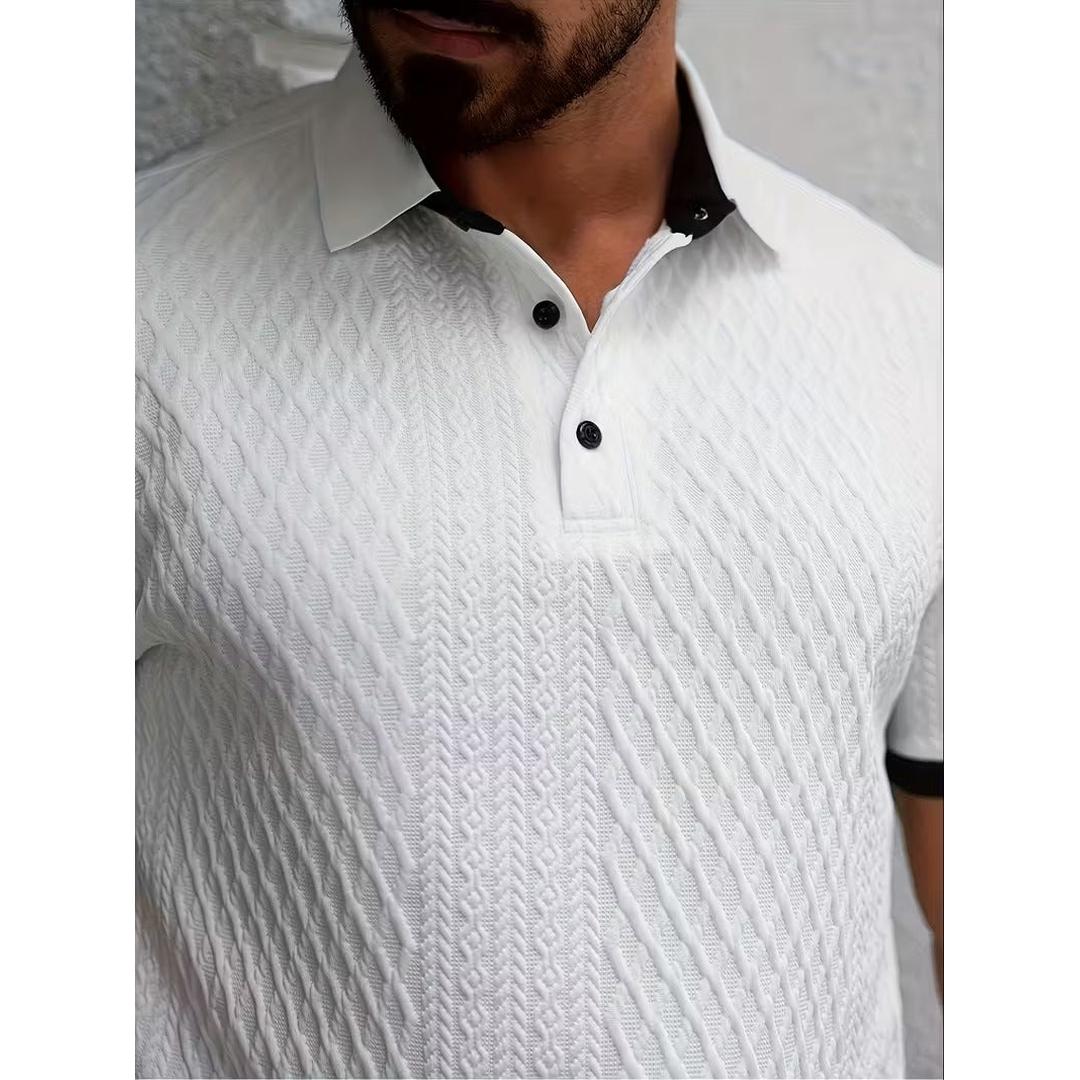 Men’s Short Sleeve Polo Shirt with Textured Surface