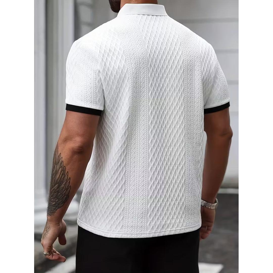 Men’s Short Sleeve Polo Shirt with Textured Surface