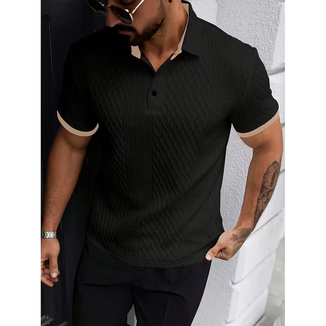 Men’s Short Sleeve Polo Shirt with Textured Surface
