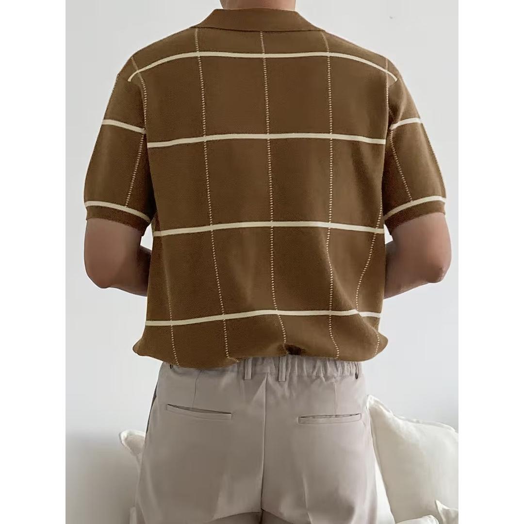 Men’s Short Sleeve Shirt with Large Check Pattern