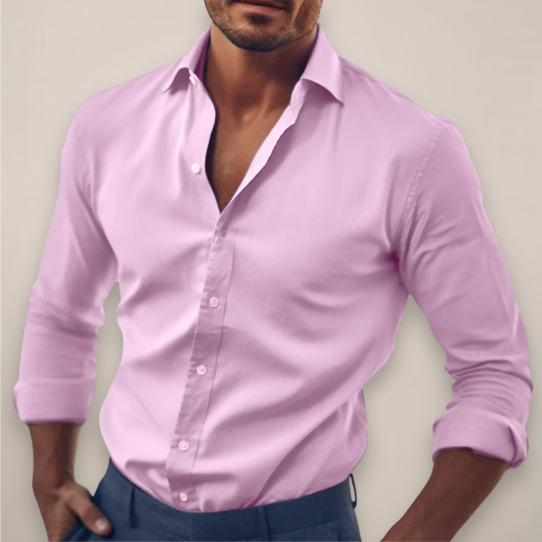 Veltrano | Men’s Long-Sleeve Button-Up Shirt in Solid Colour