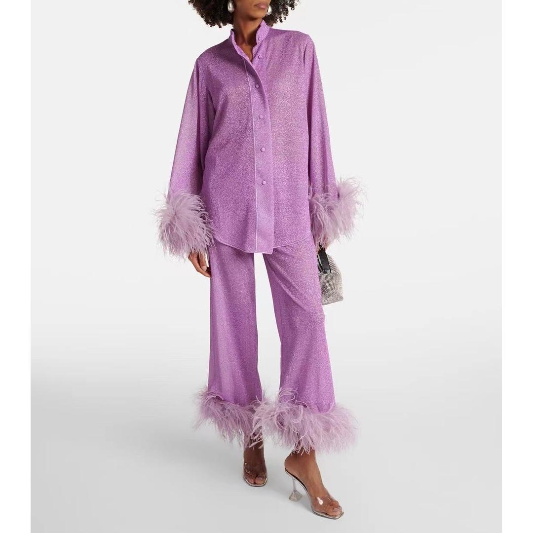 Bianca | Women’s Two-Piece Set with Feather Collar