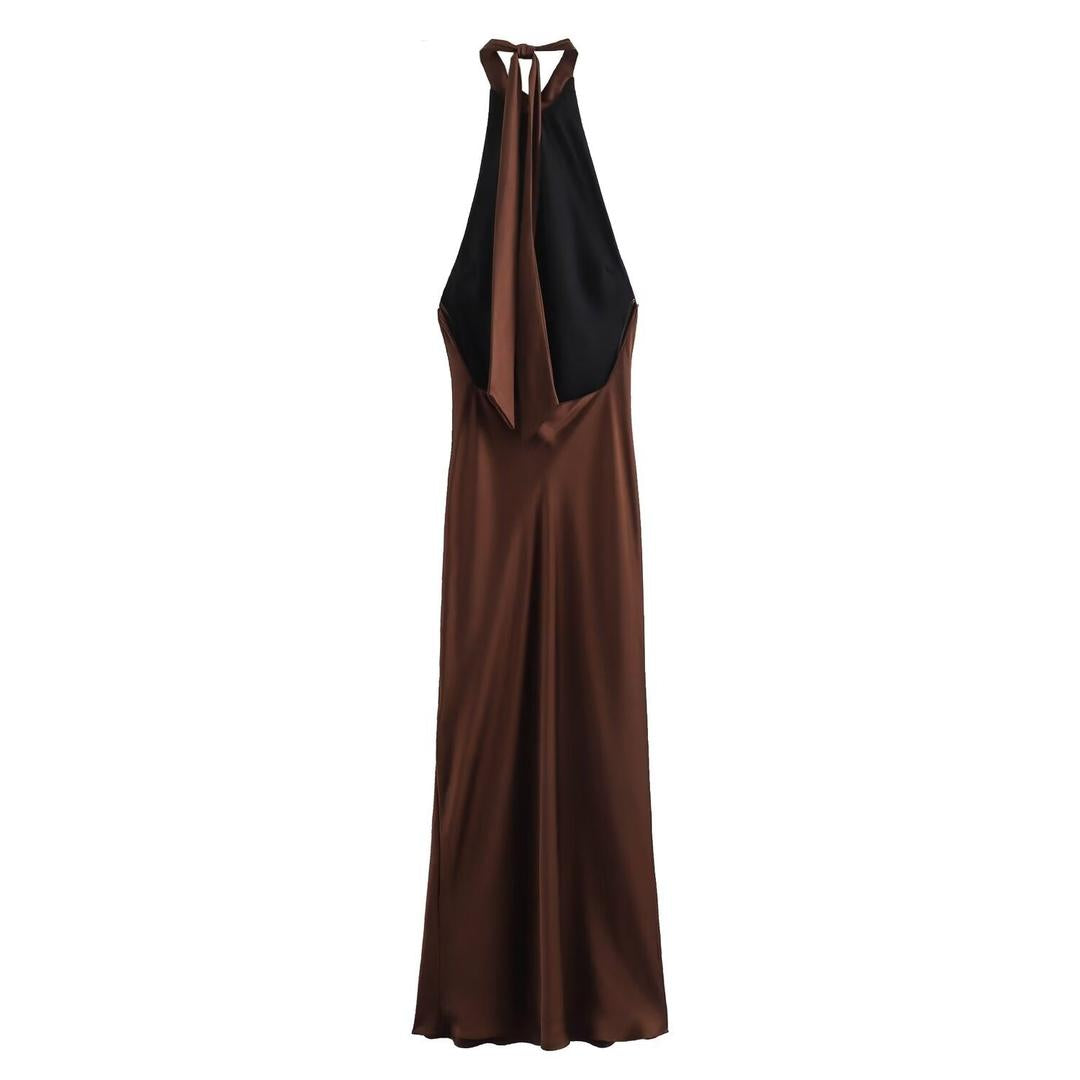 Scarlett | Velvet Halter Neck Midi Dress with Sleeveless