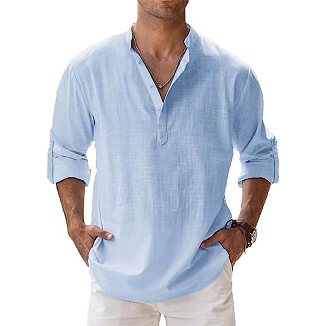 Oliver | Men’s Linen Henley Shirt with Button Placket