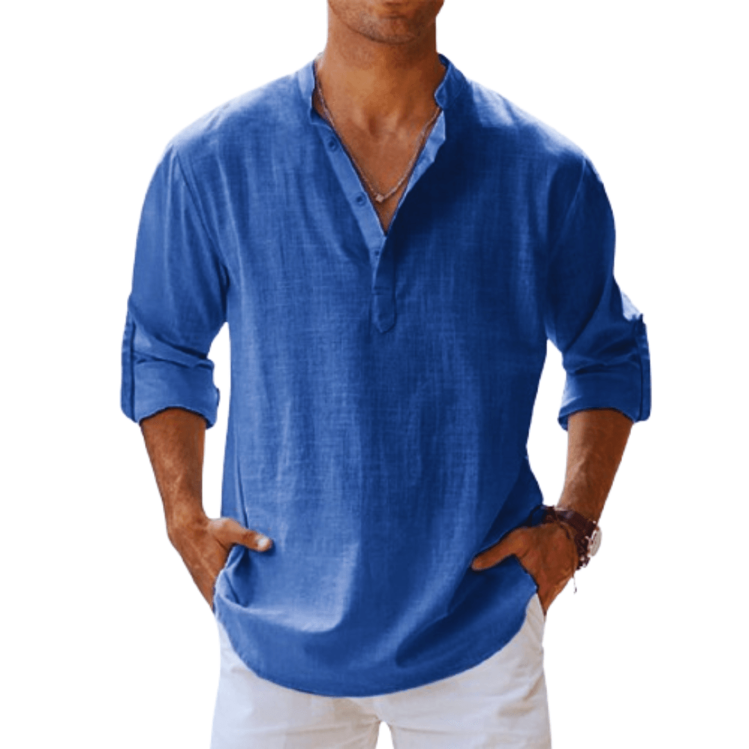 Isaac | Men’s Linen Blend Henley Shirt with Button Placket