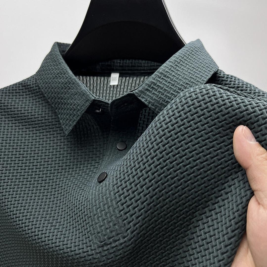 Leo | Men’s Short Sleeve Polo Shirt with Textured Pattern