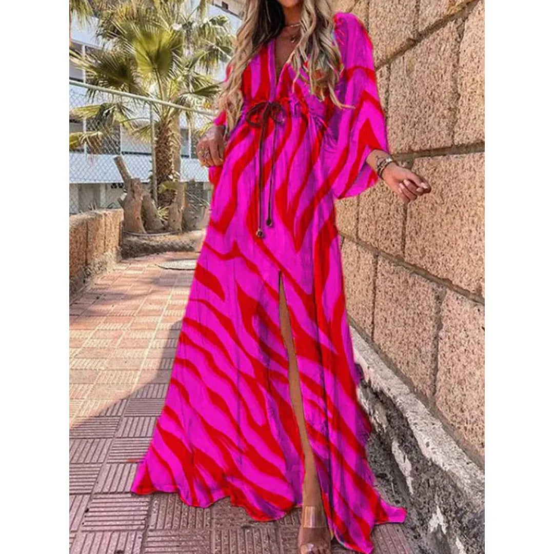 Lily | Women’s Graphic Print Maxi Dress with V-Neck