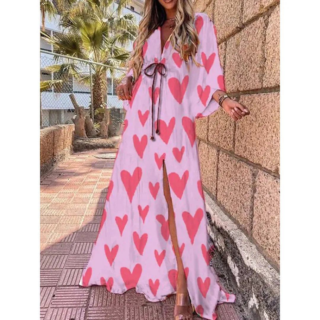 Lily | Women’s Graphic Print Maxi Dress with V-Neck