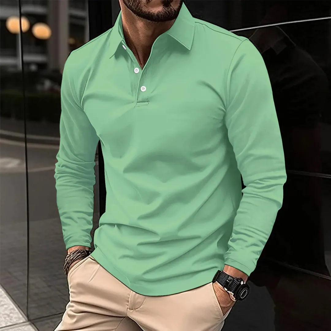 Connor | Men’s Long Sleeve Polo Shirt with Button Placket