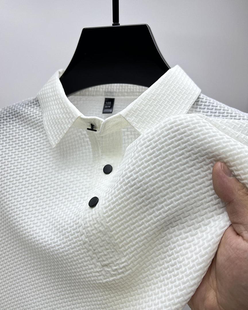 Leo | Men’s Short Sleeve Polo Shirt with Textured Pattern