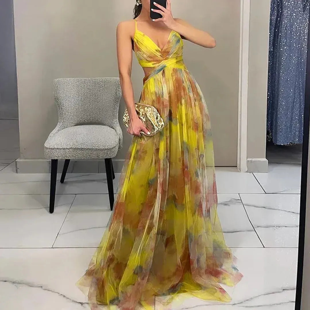 Hannah | Women’s Long Floral Dress with Adjustable Closure