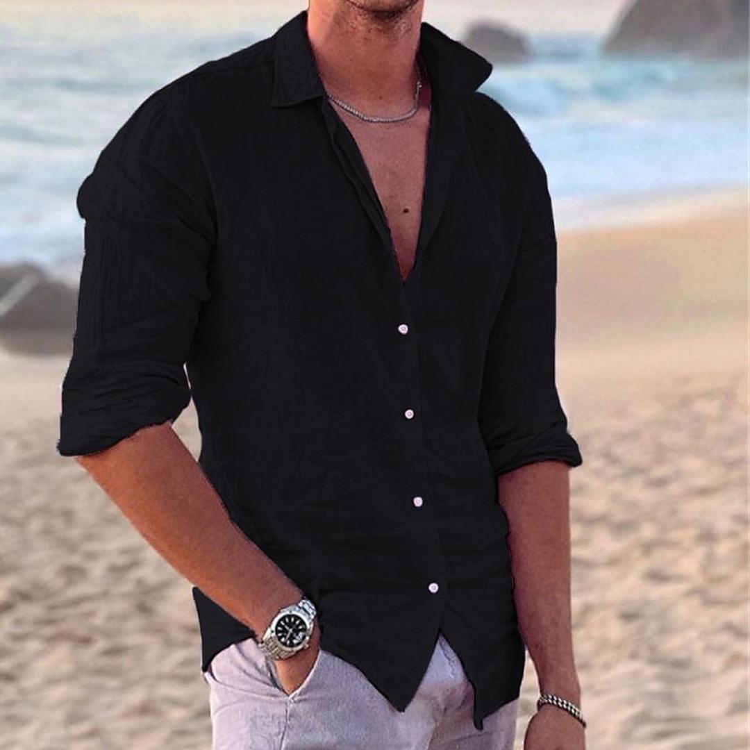 James | Men’s Linen Button-Up Shirt with Long Sleeve