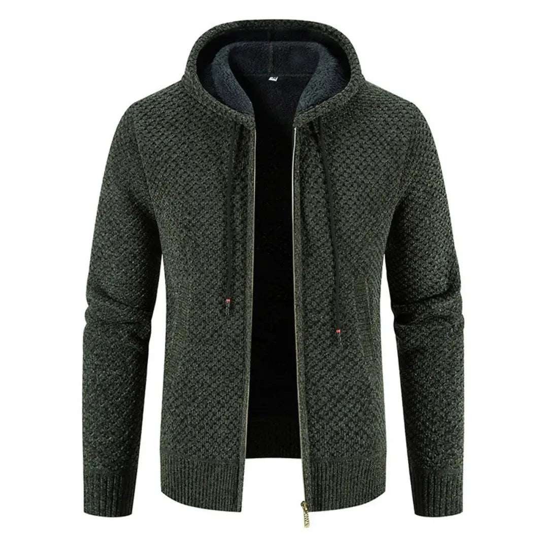 Adrian | Men’s Zip-Up Knit Cardigan with Hood