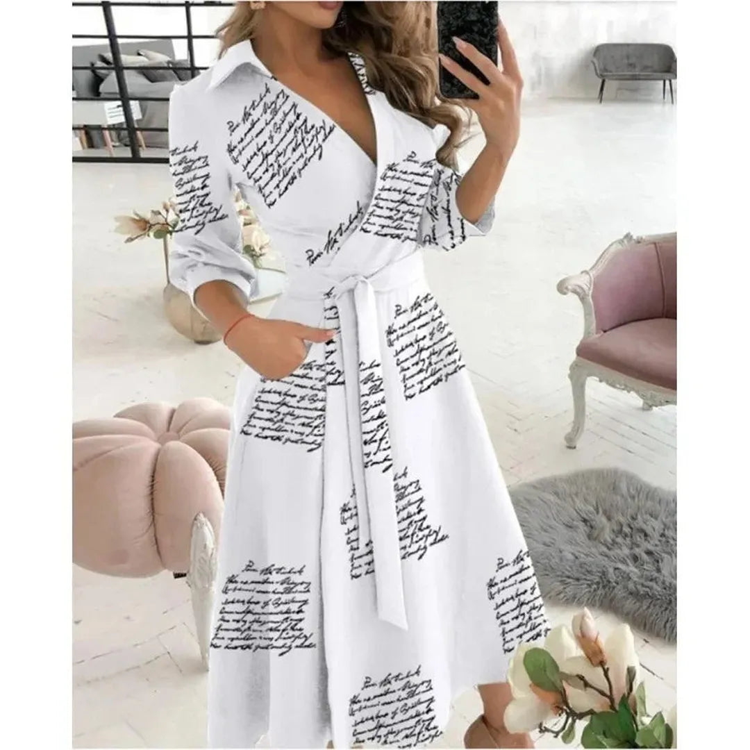 Rosie | Long Sleeve Wrap Dress with Collared Neck and Tie Waist