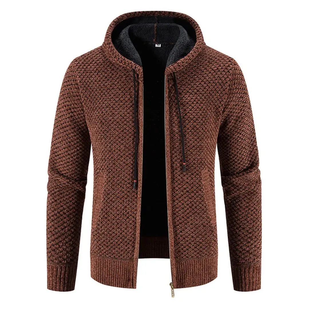 Adrian | Men’s Zip-Up Knit Cardigan with Hood