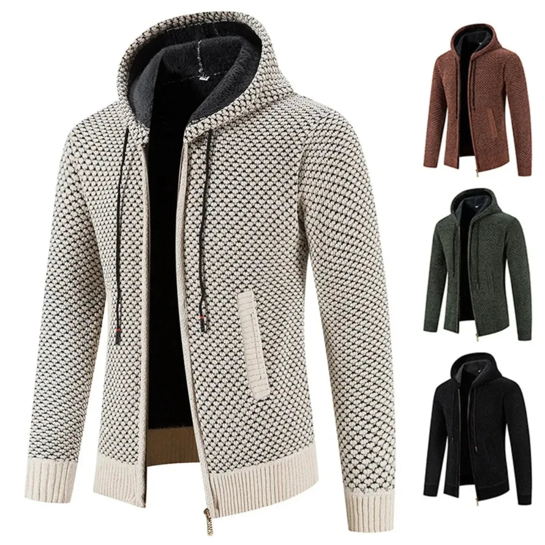 Adrian | Men’s Zip-Up Knit Cardigan with Hood