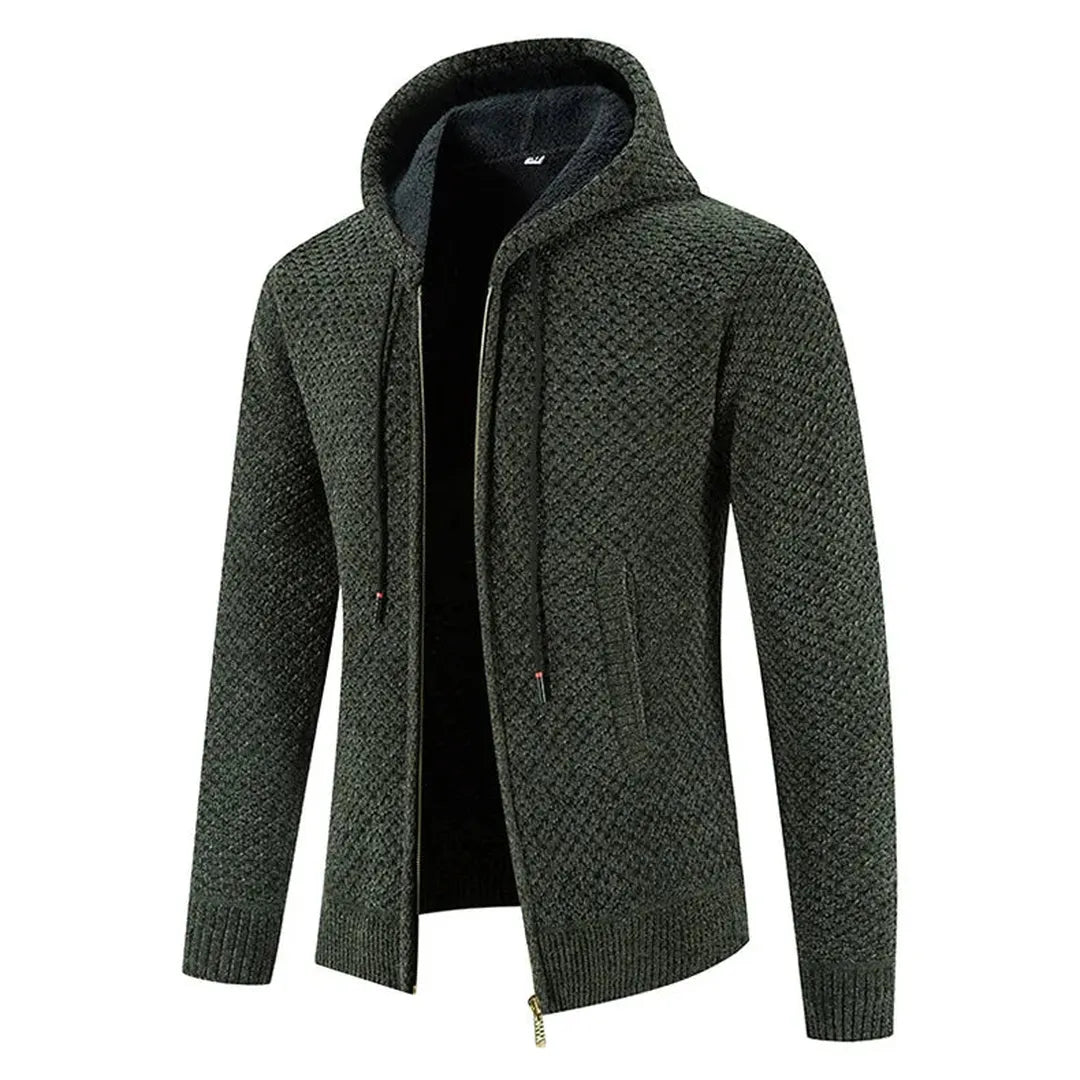 Adrian | Men’s Zip-Up Knit Cardigan with Hood