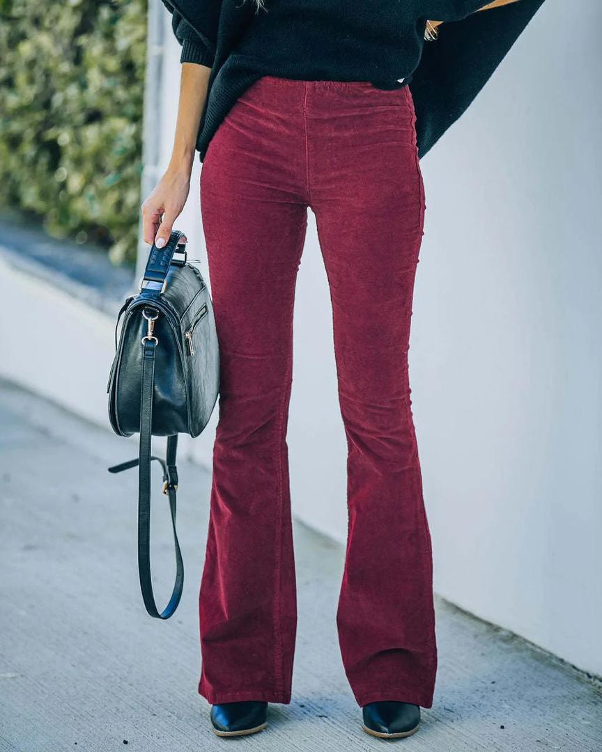 Ruby | Women’s Flared Corduroy Trousers with Ribbed Texture