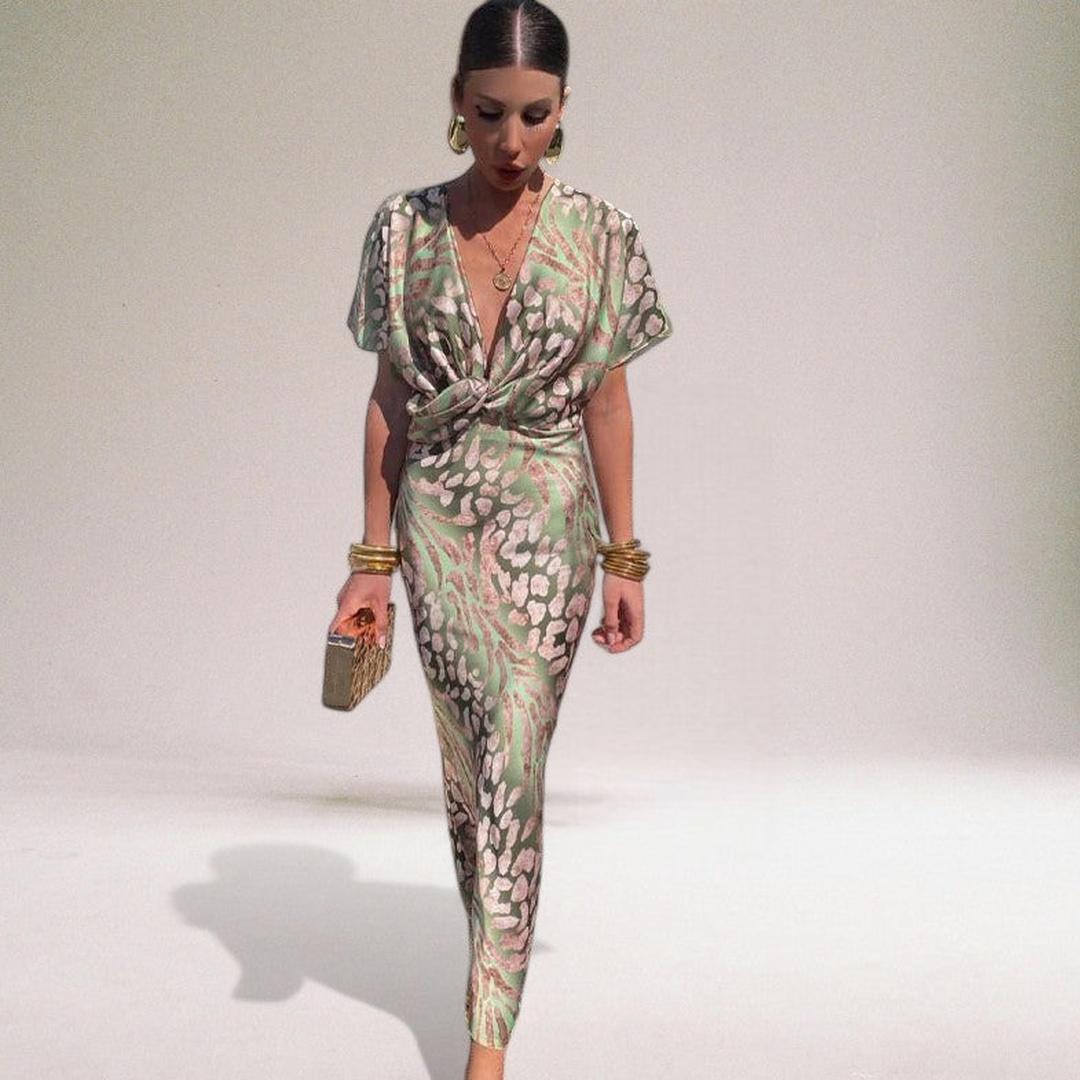 Sophia | Women’s V-Neck Printed Maxi Dress