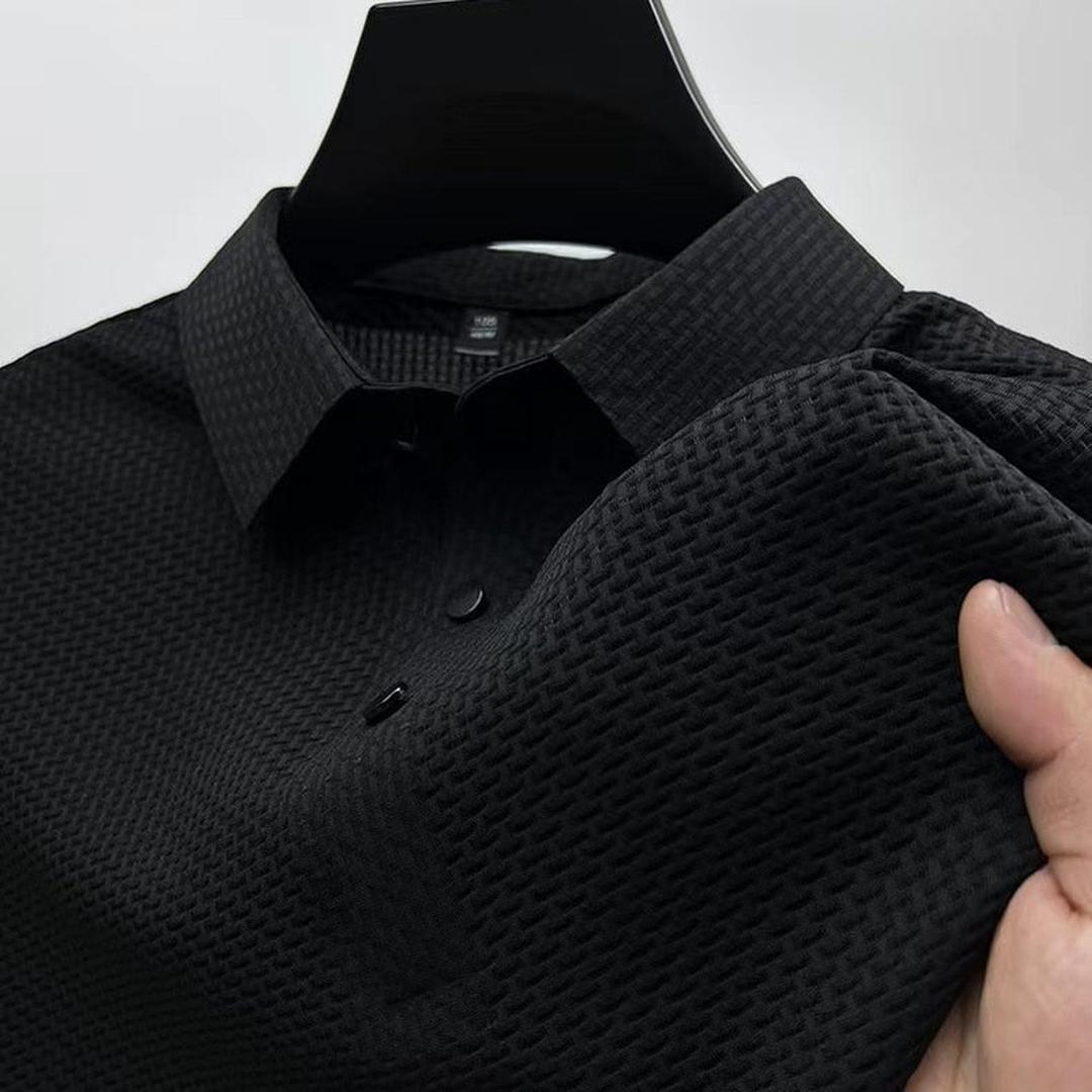 Leo | Men’s Short Sleeve Polo Shirt with Textured Pattern