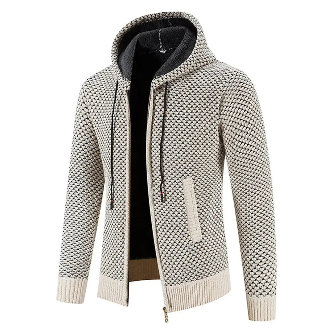 Adrian | Men’s Zip-Up Knit Cardigan with Hood