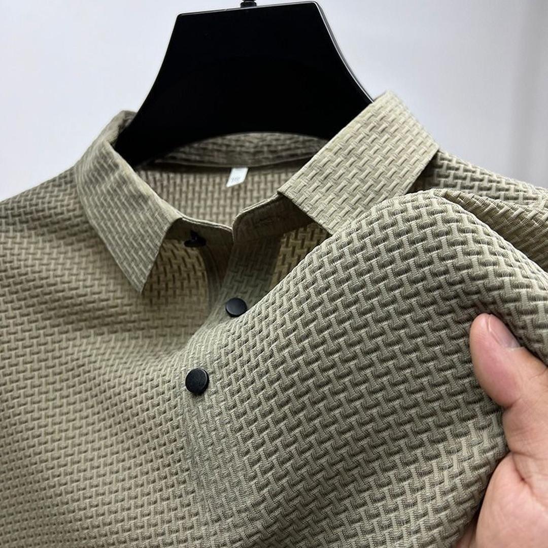 Leo | Men’s Short Sleeve Polo Shirt with Textured Pattern